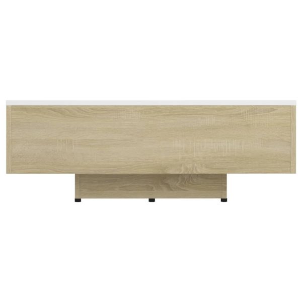 Coffee Table Engineered Wood – 85x55x31 cm, White and Sonoma Oak