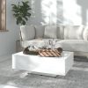 Coffee Table Engineered Wood – 85x55x31 cm, High Gloss White