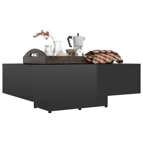 Coffee Table Engineered Wood – 85x55x31 cm, High Gloss Black