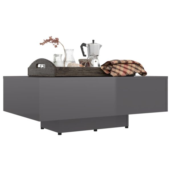 Coffee Table Engineered Wood – 85x55x31 cm, High Gloss Grey