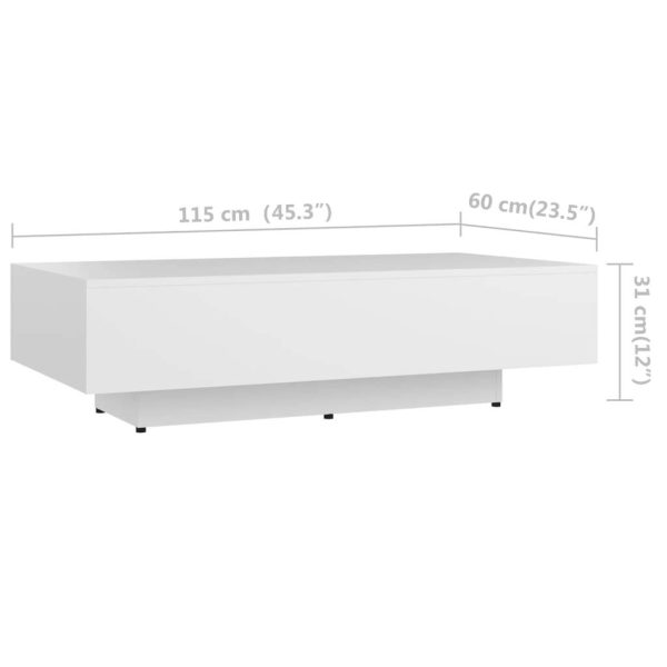 Coffee Table Engineered Wood – 115x60x31 cm, White