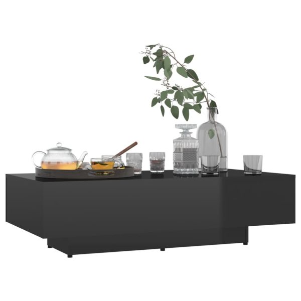 Coffee Table Engineered Wood – 115x60x31 cm, High Gloss Black