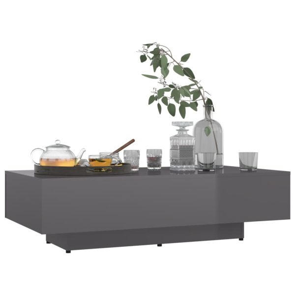 Coffee Table Engineered Wood – 115x60x31 cm, High Gloss Grey