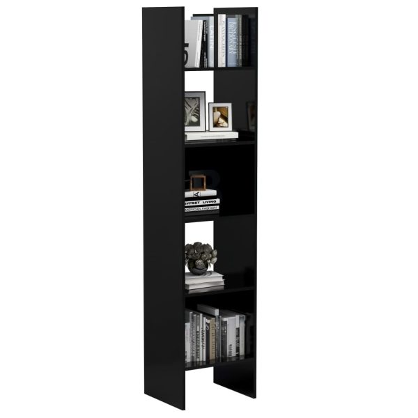 Book Cabinet 40x35x180 cm Engineered Wood – High Gloss Black
