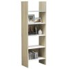 Book Cabinet 60x35x180 cm Engineered Wood – White and Sonoma Oak
