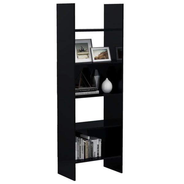 Book Cabinet 60x35x180 cm Engineered Wood – High Gloss Black