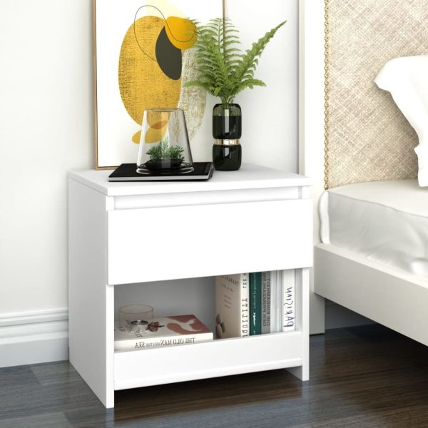 Brixton Bedside Cabinet 40x30x39 cm Engineered Wood – White, 1