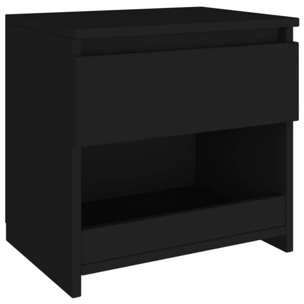 Brixton Bedside Cabinet 40x30x39 cm Engineered Wood – Black, 2