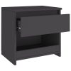 Brixton Bedside Cabinet 40x30x39 cm Engineered Wood – Grey, 1