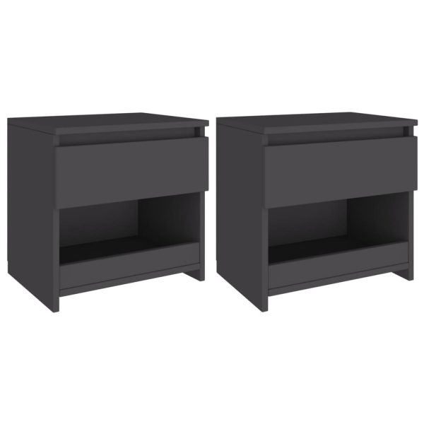 Brixton Bedside Cabinet 40x30x39 cm Engineered Wood – Grey, 2
