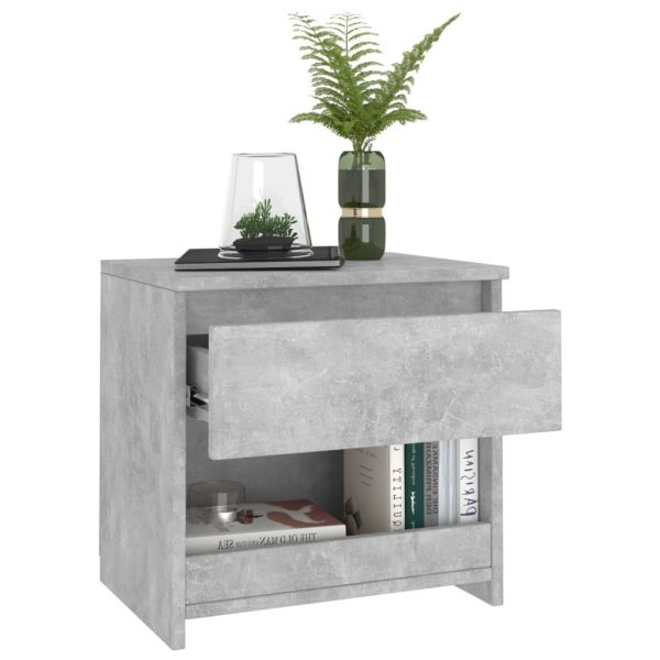 Brixton Bedside Cabinet 40x30x39 cm Engineered Wood – Concrete Grey, 1