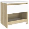 Brixton Bedside Cabinet 40x30x39 cm Engineered Wood – White and Sonoma Oak, 1