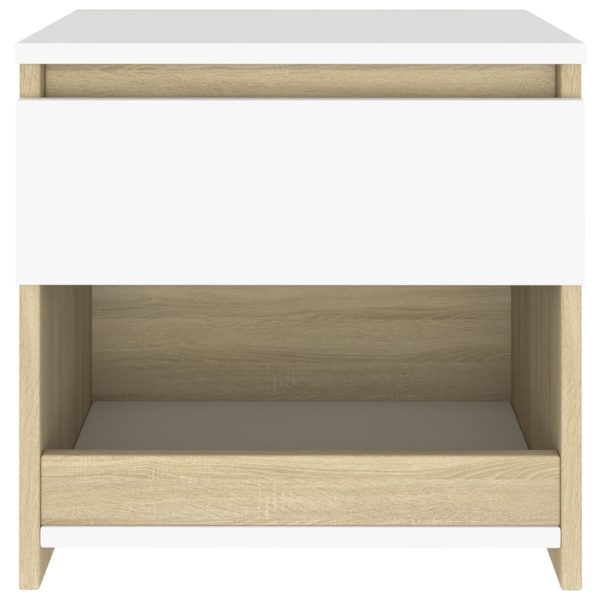 Brixton Bedside Cabinet 40x30x39 cm Engineered Wood – White and Sonoma Oak, 1