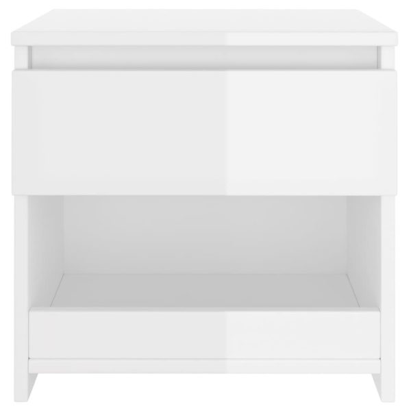 Brixton Bedside Cabinet 40x30x39 cm Engineered Wood – High Gloss White, 1