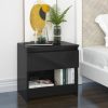 Brixton Bedside Cabinet 40x30x39 cm Engineered Wood – High Gloss Black, 1