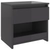 Brixton Bedside Cabinet 40x30x39 cm Engineered Wood – High Gloss Grey, 2