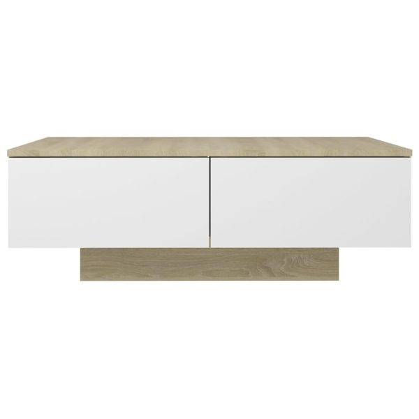 Coffee Table 90x60x31 cm Engineered Wood – White and Sonoma Oak