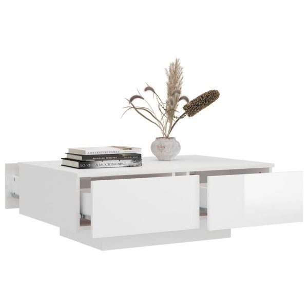 Coffee Table 90x60x31 cm Engineered Wood – High Gloss White