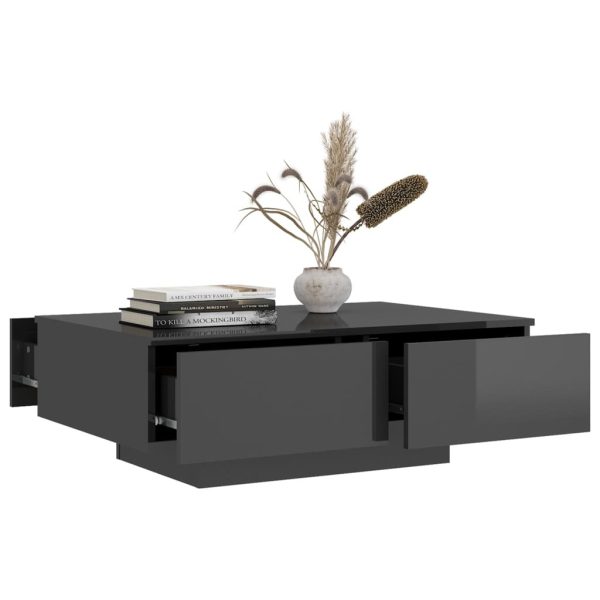 Coffee Table 90x60x31 cm Engineered Wood – High Gloss Grey