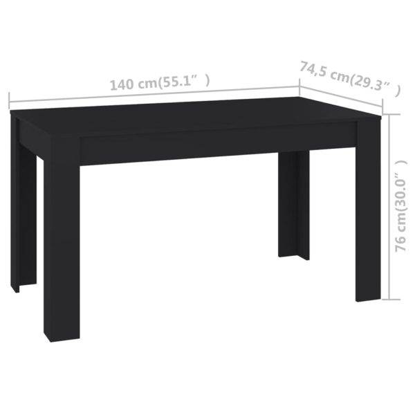 Dining Table 140×74.5×76 cm Engineered Wood – Black