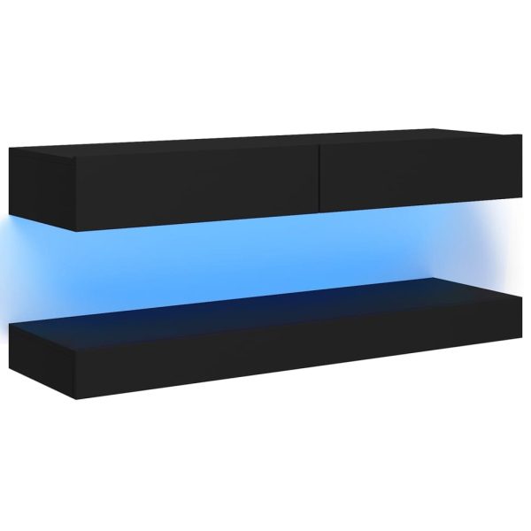 Clemente TV Cabinet with LED Lights 120×35 cm – Black