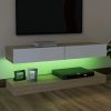 Clemente TV Cabinet with LED Lights 120×35 cm – White and Sonoma Oak