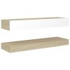 Clemente TV Cabinet with LED Lights 120×35 cm – White and Sonoma Oak