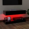Budeaux TV Cabinet with LED Lights 90×35 cm – Black