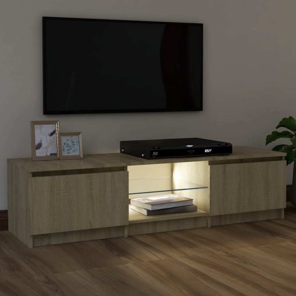 Blackfoot TV Cabinet with LED Lights – 120x30x35.5 cm, Sonoma oak