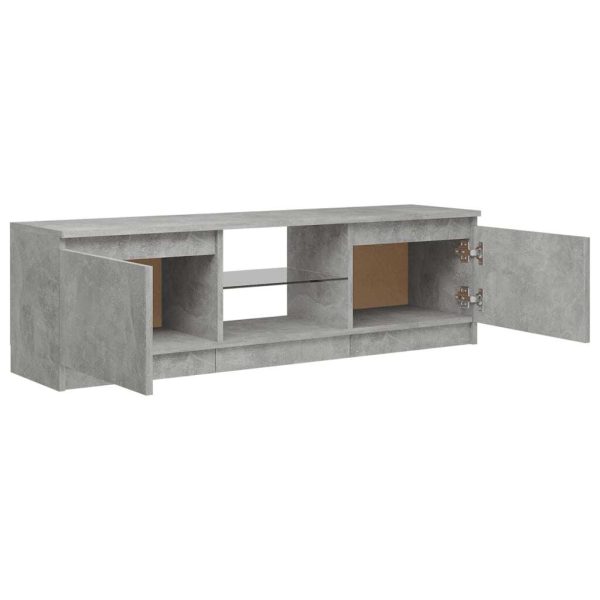 Blackfoot TV Cabinet with LED Lights – 120x30x35.5 cm, Concrete Grey