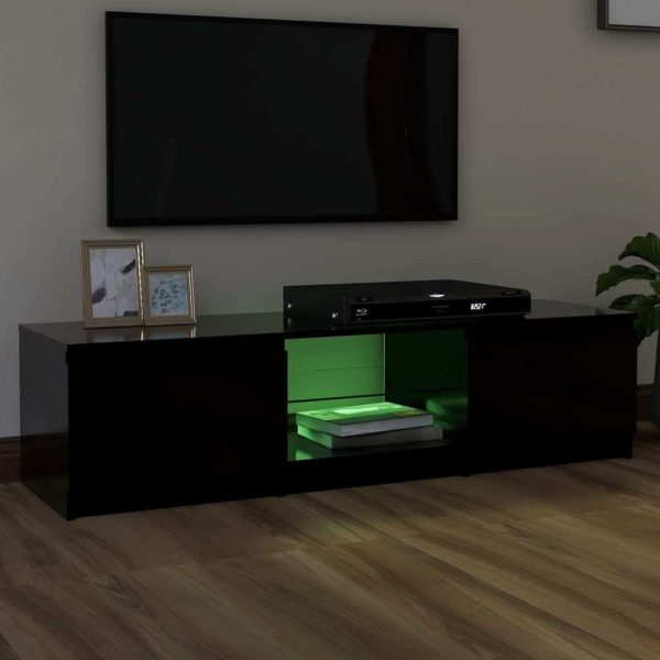 Blackfoot TV Cabinet with LED Lights – 140x40x35.5 cm, Black