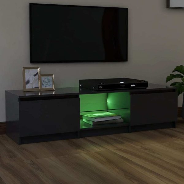 Blackfoot TV Cabinet with LED Lights – 140x40x35.5 cm, Grey