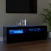 Romsey TV Cabinet with LED Lights 120x35x40 cm – Black