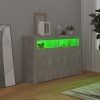 Sideboard with LED Lights – 115.5x30x75 cm, Concrete Grey