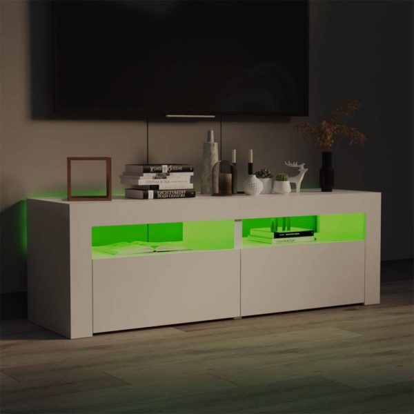 Closter TV Cabinet with LED Lights 120x35x40 cm – High Gloss White