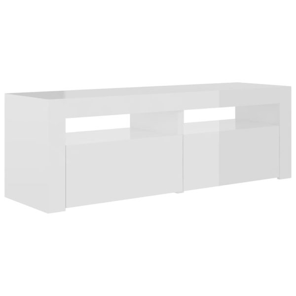 Closter TV Cabinet with LED Lights 120x35x40 cm – High Gloss White