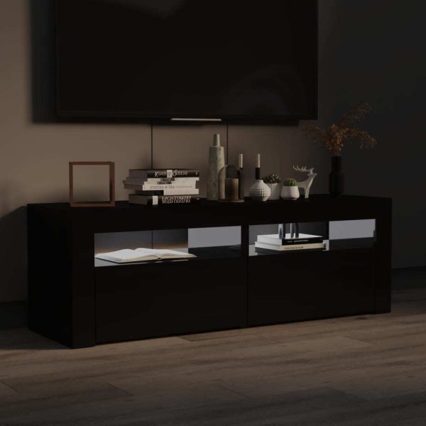 Closter TV Cabinet with LED Lights 120x35x40 cm – High Gloss Black