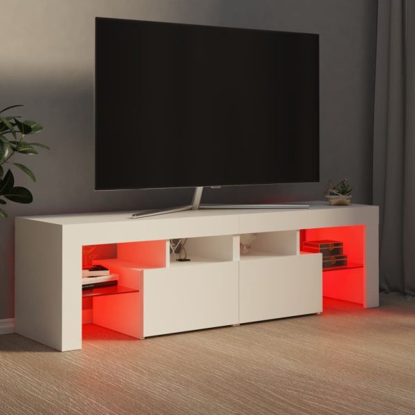 Brooklyn TV Cabinet with LED Lights 140×36.5×40 cm – White