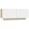 Valencia TV Cabinet 100x35x40 cm Engineered Wood – White and Sonoma Oak