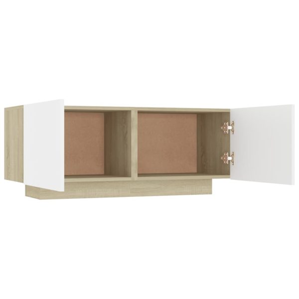 Valencia TV Cabinet 100x35x40 cm Engineered Wood – White and Sonoma Oak