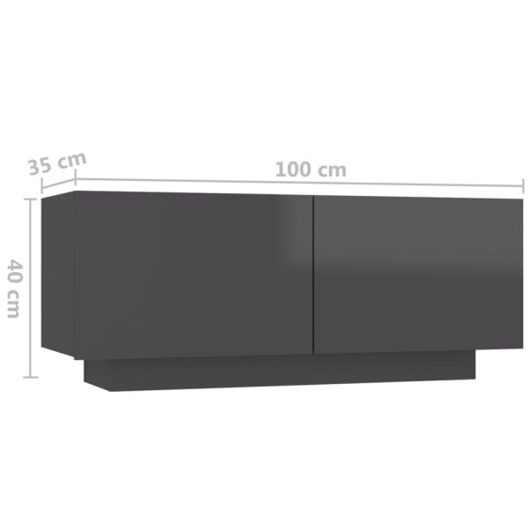 Valencia TV Cabinet 100x35x40 cm Engineered Wood – High Gloss Grey