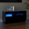 Hounslow TV Cabinet with LED Lights – 80x35x40 cm, Black