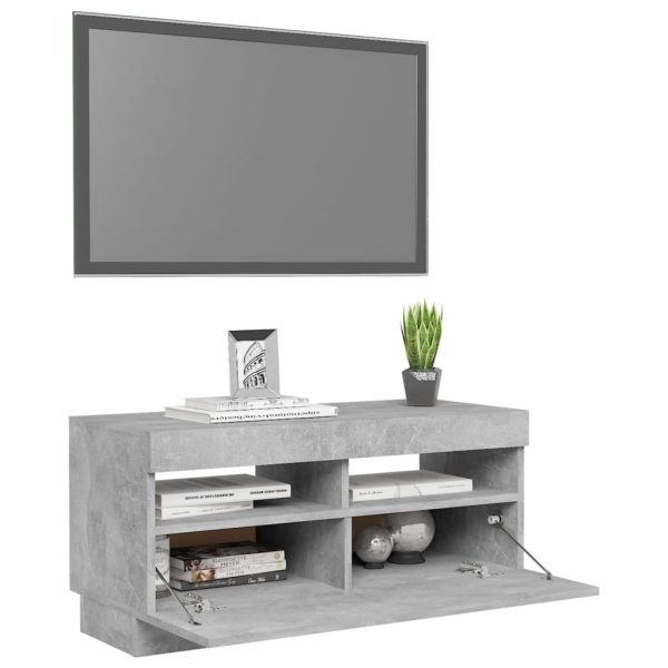 Hounslow TV Cabinet with LED Lights – 80x35x40 cm, Concrete Grey