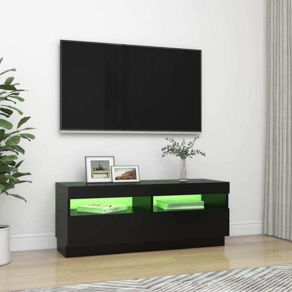 Hounslow TV Cabinet with LED Lights – 100x35x40 cm, Black