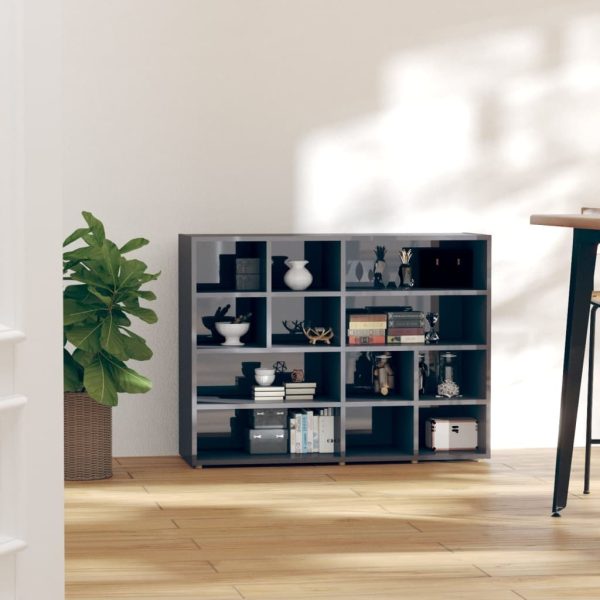 Side Cabinet 97x32x72 cm Engineered Wood – High Gloss Grey
