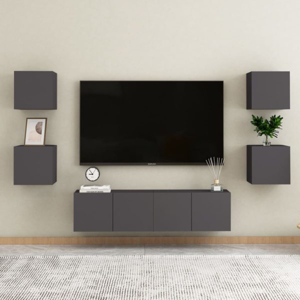 Warrenton Wall Mounted TV Cabinet 30.5x30x30 cm – Grey, 2