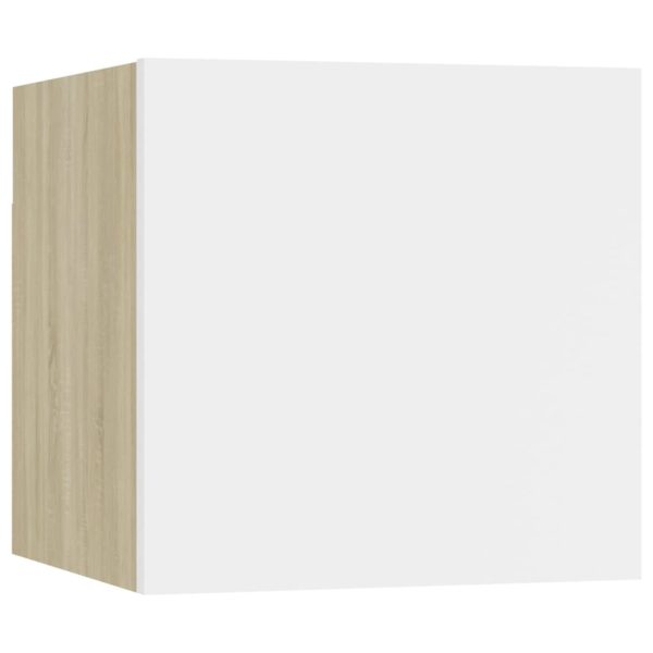 Warrenton Wall Mounted TV Cabinet 30.5x30x30 cm – White and Sonoma Oak, 1