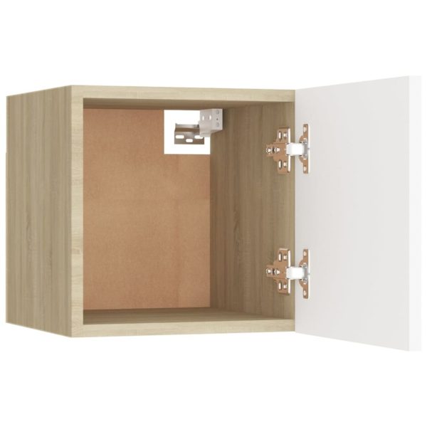 Warrenton Wall Mounted TV Cabinet 30.5x30x30 cm – White and Sonoma Oak, 1
