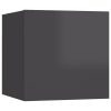 Warrenton Wall Mounted TV Cabinet 30.5x30x30 cm – High Gloss Grey, 1