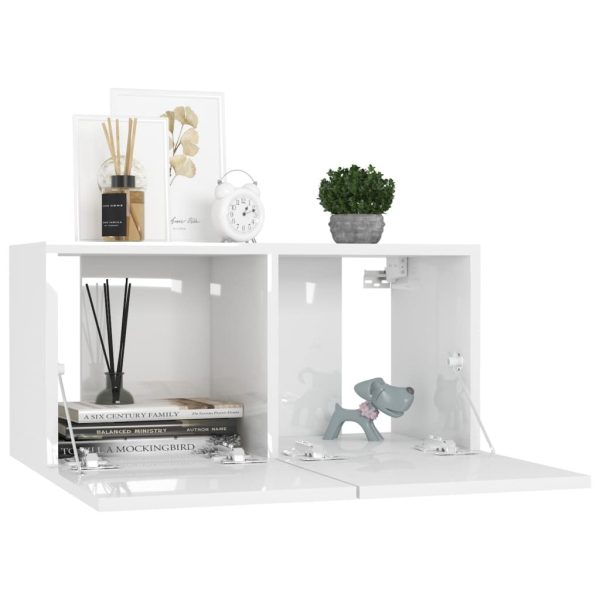 Chichester Hanging TV Cabinet 60x30x30 cm – High Gloss White, 2